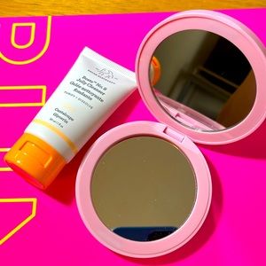 Drunk elephant jelly cleanser and compact mirror perfect size for travel!